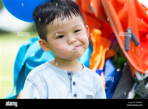 Little Feeling Annoying And Make A Funny Face Expression Stock Photo