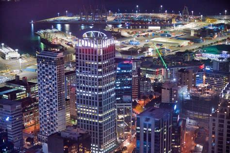 Auckland skyscrapers stock image. Image of buildings, rainy - 9681745