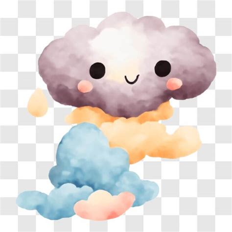 Descarga Nube De Dibujos Animados Con Nubes Flotantes Y Gotas De Lluvia