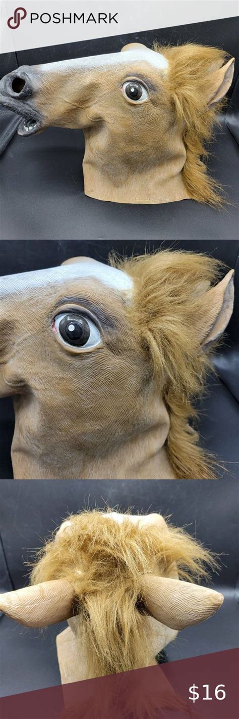 Horse Head Creepy Halloween Costume Theater Mask Rubber Creepy ...