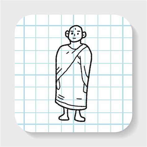 drawing  young buddhist monks illustrations royalty  vector