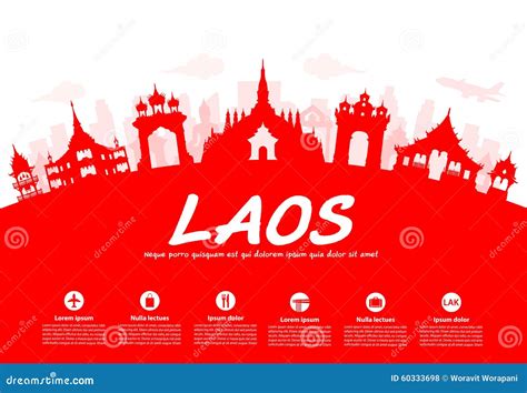 Laos Landmarks Skyline In Silhouette Cartoon Vector | CartoonDealer.com #85182359