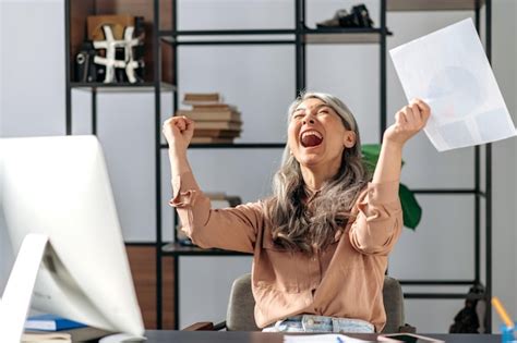 Premium Photo Happy Mature Asian Woman Business Leader Office