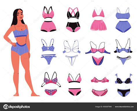 Female Lingerie Set Beauty Fashion Symbols Flat Isolated Vector