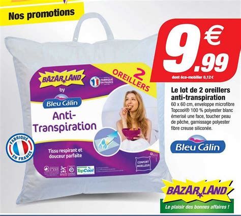 Promo Le Lot De Oreillers Anti Transpiration Chez Bazarland