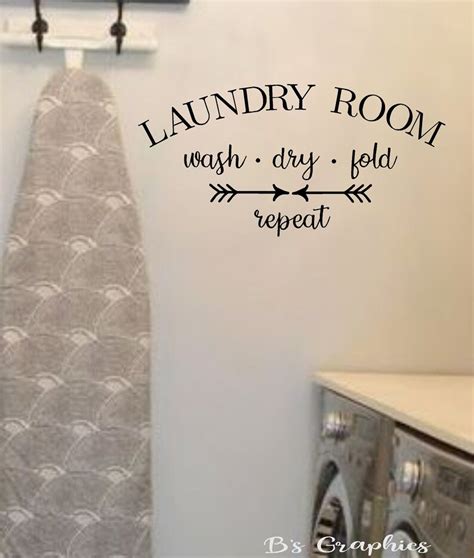 Laundry Room Wash Dry Fold Repeat Vinyl Wall Decal Laundry Etsy