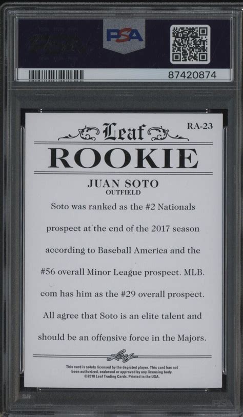 Leaf Special Release Rookie Achievement Ra Juan Soto Rc Psa