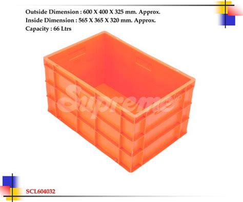 Supreme Rectangular Plastic Crate 600x400 For Dairy Capacity 66