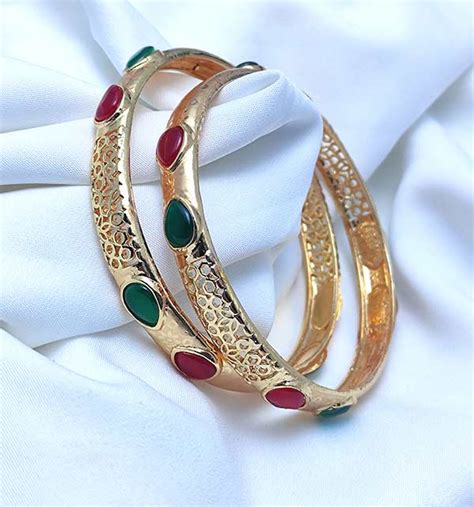 Beautiful Multi Stone Golden Bangles Zv Online Shopping Price