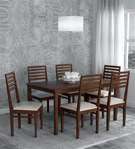 Buy Eastern Solid Wood Seater Dining Set In Walnut Finish At Off