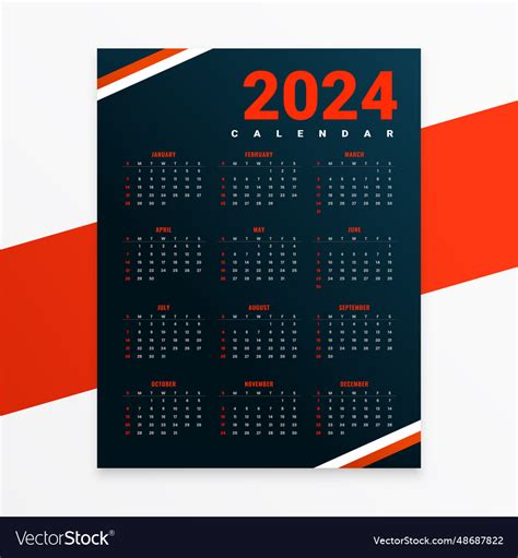 Stylish New Year Calendar Template For Time Vector Image