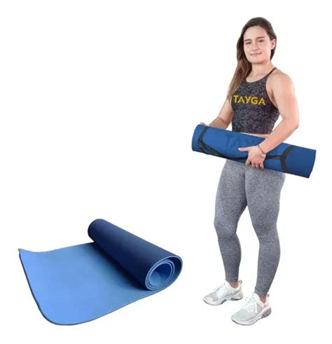 Tapete Ejercicio Yoga Mat Mm Port Til Tayga Cm X Cm Cor Azul