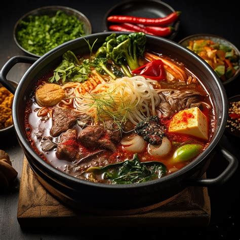 Premium Photo D Rendered A Steaming Bowl Of Spicy Korean Hot Pot