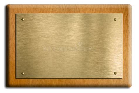 Wooden Plaque With Gold Or Brass Plate Stock Photo Image Of Rivets