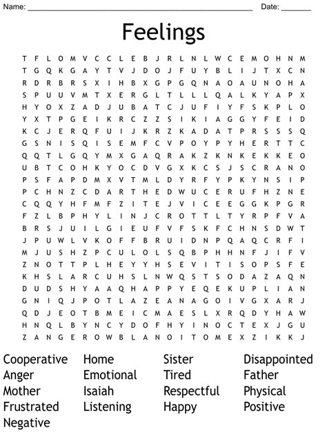 Feelings Word Search Wordmint