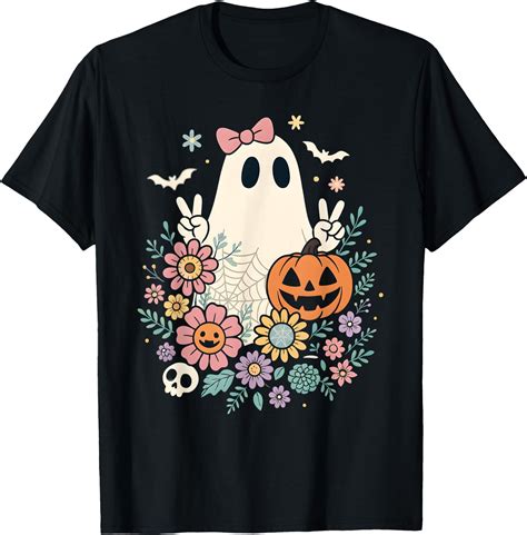 Hot Kiraa Tee With Coquette Halloween Shirt Women Cute Ghost Pumpkin Flower S 5Xl T Shirt