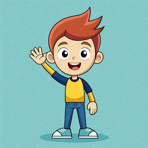 Premium Photo Boy Waving Hand Vector Cartoon Illustration