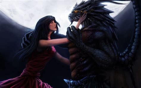 Fantasy Art Couple Art Night Moon Couple Girl Monster Monster Love Wallpapers с