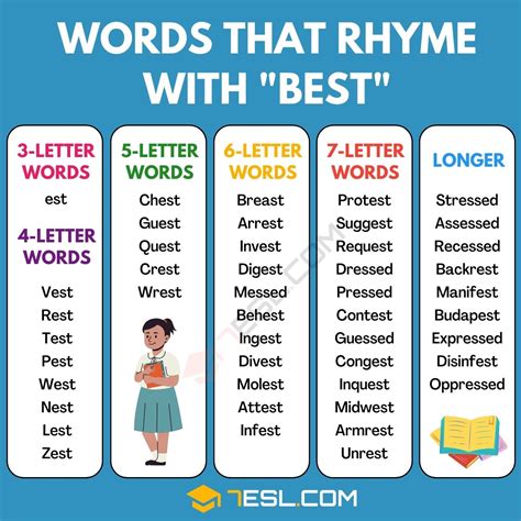 142 Words That Rhyme With Best In English • 7esl