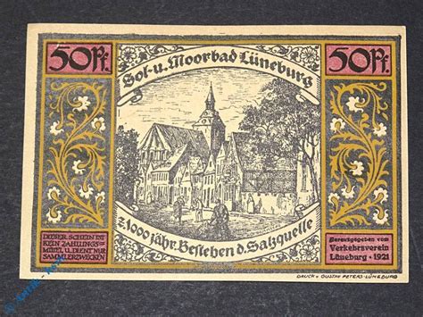 Seriennotgeld Deutschland 50 Pfennig Nr 2 o D 1921 Notgeld Lüneburg