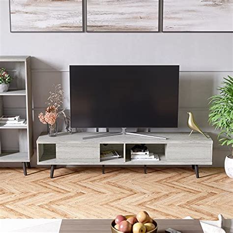 Bestier 70 Inch Mid Century Modern TV Stand Wooden Media TV Console W