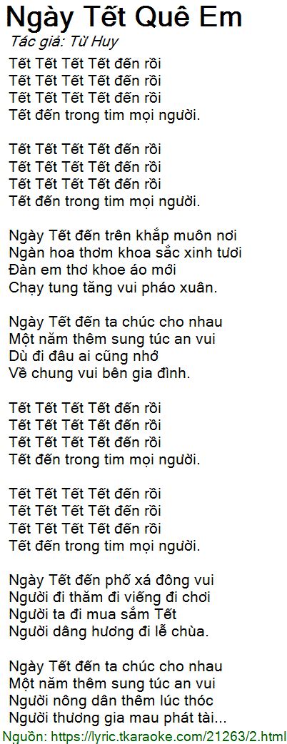 Loi bai hat Ngay Tet Que Em (Tu Huy) [co nhac nghe]