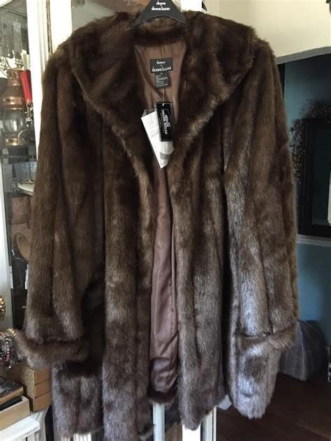 Luxurious Dennis Basso Brown Faux Mink Fur Coat 3x Shawl Collar Mantel Mäntel Mit Pelz