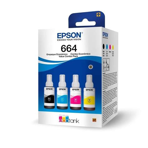 Kit Refil De Tinta Epson T Cores Preto Amarelo Ciano Magenta