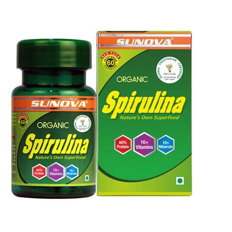 Sunova Organic Spirulina 60 Capsules Cureka