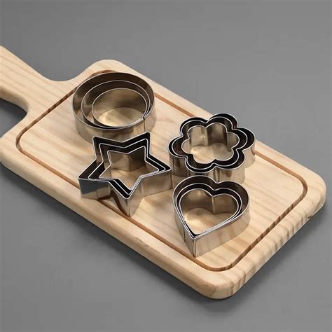 12pcs Stainless Steel Star Circle Heart Shape Cookie Cutter Set For