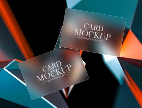 Premium Psd Two Colorful Glass Morphism Effect Business Card Mockup