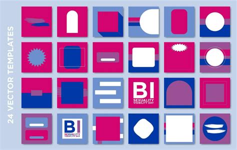 24 Vector Template Bundle in Bisexual Pride Flag Colors and theme. Bi ...