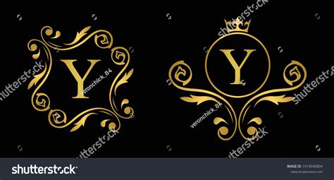 Gold Letter Y Vintage Golden Flower Stock Vector Royalty Free