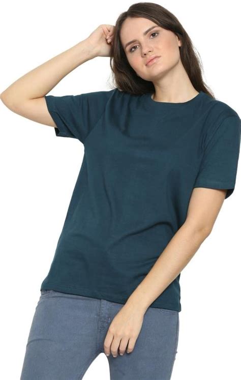 Buy Youthpoi Women Green Solid Pure Cotton Round Neck T Shirts Online