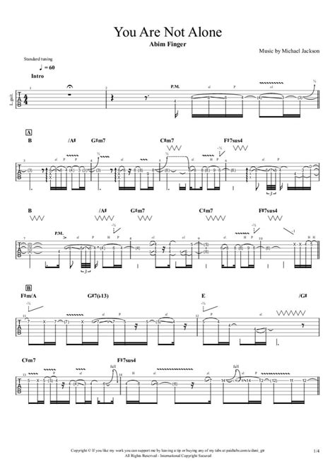 You Are Not Alone Michael Jackson Tab & Chords - Abim Finger