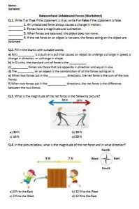 Science 8 Balanced And Unbalanced Forces Worksheet Answers ...