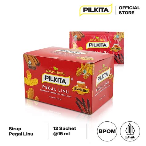 Jual Pilkita Sirup Herbal Pegal Linu 12 Sachet Isi 15 Ml Bpom Halal