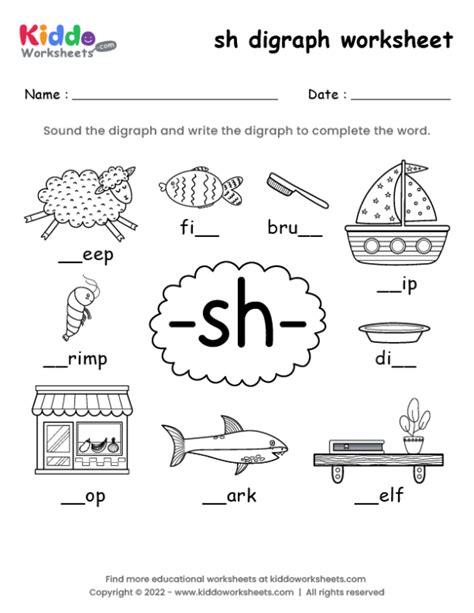 Free Printable sh digraph worksheet - kiddoworksheets - Worksheets Library