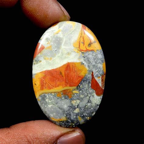 Cabochon Ovale En Jaspe Maligano Naturel Pierre Précieuse Jaune 36 Cts