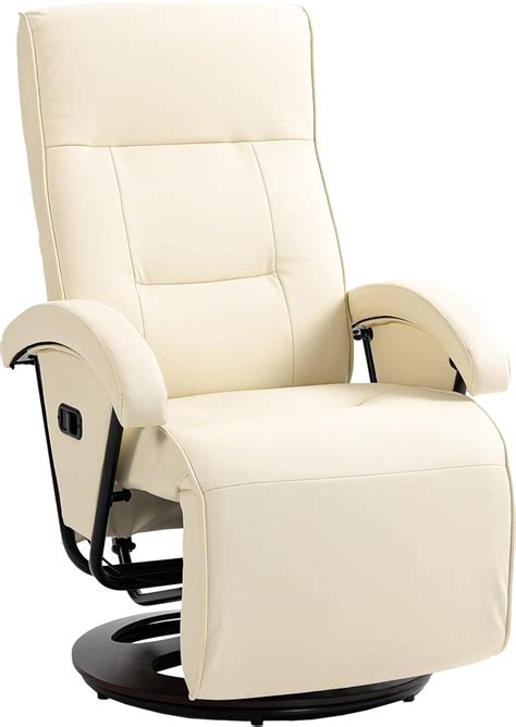 Homcom Swivel Recliner With Footrest Pu Leather Reclining