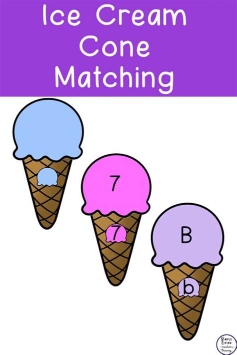 Ice Cream Cones Matching Sheets Simple Living Creative Learning