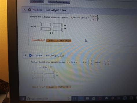 Solved 4 1 Points Larlinalg8 2 2 009 Perform The