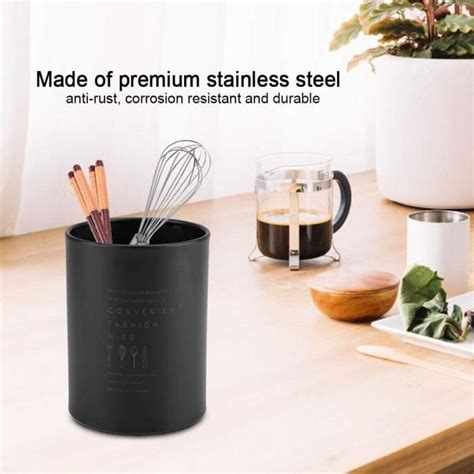 Porte Ustensile En Inox Pot Ustensiles Cuisine Pot A Couvert Noir