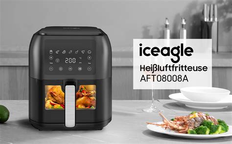 Iceagle Friteuse Air Sans Huile L Xxl Airfryer Avec Grande