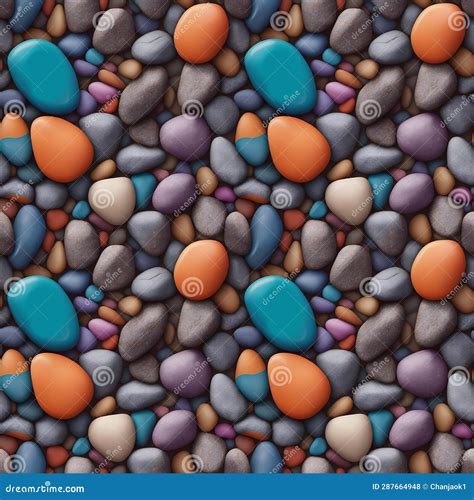 Seamless Pattern Of Colorful River Stones Gemstones And Pile