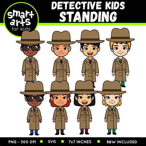 Detective Kids Standing Clip Art - Educational Clip Arts and Bible Stories