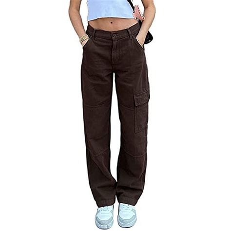 Vintage Cargo Pants For Women Baggy Jeans High Waist Wide Leg Pants