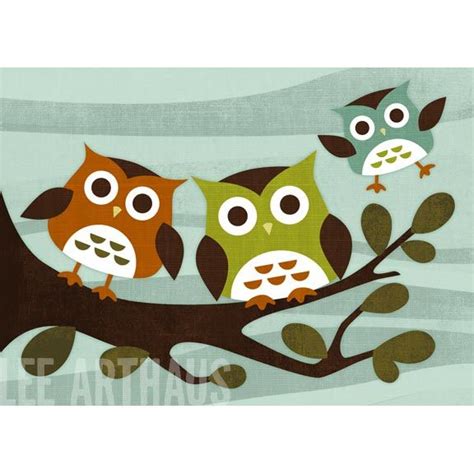 08 Owls On Branch Owl Nursery Art Animal Wall Art Prints Owl Print