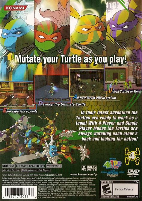 Teenage Mutant Ninja Turtles 3 Mutant Nightmare Sony Playstation 2 Game