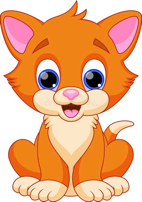 Funny cat cartoon stock illustration. Illustration of animal - 39175396